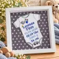 Preview: Bilderrahmen zur Geburt mit Baby Body Storch blau Name und Geburtsdaten
