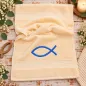 Preview: Fisch Handtuch 30x50 cm mit Wunschname bestickt