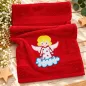 Preview: Rotes Engel Handtuch für Mädchen 30x50 cm mit Wunschname bestickt