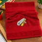 Preview: Rotes Lineal Handtuch 30x50 cm mit Wunschname bestickt