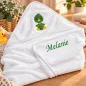 Preview: Ente Kapuzenhandtuch 70x70 cm mit Wunschname bestickt