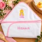 Preview: Prinzessin Kapuzenhandtuch 70x70 cm mit Wunschname bestickt
