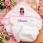 Preview: Prinzessin Kapuzenhandtuch 70x70 cm mit Wunschname bestickt