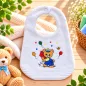 Preview: Baby Lätzchen aus Baumwolle mit gesticktem Bär Motiv