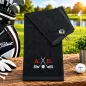 Preview: Golfhandtuch Schwarzes Personalisiert mit Golfschläger und Initialen