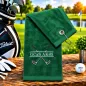 Preview: Golfhandtuch Dunkelgrün Personalisiert mit Golfschläger und Namen
