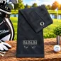 Preview: Golfhandtuch Grau Personalisiert mit Golfschläger und Datum