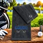 Preview: Golfhandtuch Grau Personalisiert mit Golfschläger und Namen