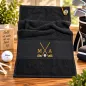 Preview: Golfhandtuch Schwarz Golfschläger in Goldfarbe Personalisiert mit Initialen