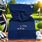 Preview: Golfhandtuch Marineblau mit Namen