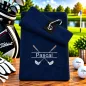 Preview: Golfhandtuch Microfaser Marineblau Personalisiert mit Namen