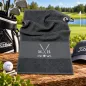Preview: Golfhandtuch Dunkelgrau Personalisiert mit Golfmotiv und Initialen