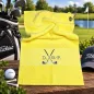 Preview: Golfhandtuch Gelb Personalisiert mit Golfmotiv und Initialen