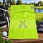 Preview: Golfhandtuch Hellgrün Personalisiert mit Golfmotiv und Initialen