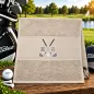 Preview: Golfhandtuch Sand Personalisiert mit Golfmotiv und Initialen