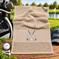 Preview: Golfhandtuch Sand Personalisiert mit Golfmotiv und Initialen
