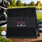 Preview: Golfhandtuch Schwarz Personalisiert mit Golfmotiv und Initialen