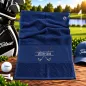 Preview: Golfhandtuch Marineblau Personalisiert mit Golfmotiv und Name