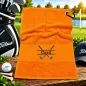 Preview: Golfhandtuch Orange Personalisiert mit Golfmotiv und Name