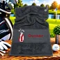 Preview: Golfhandtuch Schwarz Personalisiert mit Golftasche und Namen