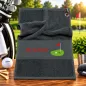 Preview: Golfhandtuch Schwarz mit Name oder Initialen