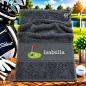 Preview: Golfhandtuch Dunkelgrau mit Initialen oder Name