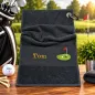 Preview: Golfhandtuch Schwarz mit Namen