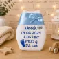 Preview: Individuell bestickte Babywindel mit Namen und Geburtsdaten als Geschenkidee.
