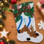 Preview: Nikolausstiefel Elch Frohe Weihnachten Größe S bestickt