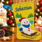 Preview: Nikolausstiefel Schneemann Größe S mit Name Sebastian