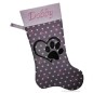 Preview: Nikolausstiefel Herz Pfote Stofffarbe grau Name rosa