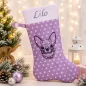 Preview: Personalisierte Chihuahua Nikolausstiefel lila