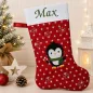 Preview: Bestickte Nikolausstiefel XXL Pinguin mit Name