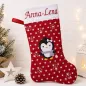 Preview: Pinguin Weihnachtsocken mit Namen
