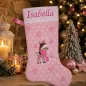 Preview: Nikolausstiefel Rentier Stofffarbe altrosa Name pink