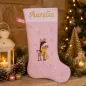 Preview: Nikolausstiefel Rentier mit Namen Stofffarbe rosa