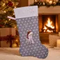 Preview: Nikolausstiefel Rentier Stofffarbe grau Name hellrosa