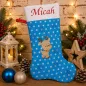 Preview: Personalisierte Nikolausstiefel Stofffarbe türkisblau