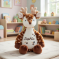 Preview: Personalisierter Stofftier Hirsch mit Name und Geburtsdaten auf dem Bauch bestickt