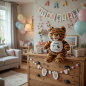 Preview: Personalisierter Stofftier Tiger mit Name und Geburtsdaten auf dem Bauch bestickt