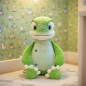 Preview: Stofftier Dino mit Name, Geburtsdaten und Sternen bestickt