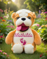 Preview: Stofftier Hund Bulldog mit Name und Geburtsdaten auf dem Bauch bestickt