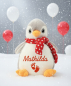 Preview: Stofftier Pinguin mit Name und Geburtsdaten auf dem Bauch bestickt