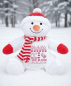Preview: Stofftier Schneemann mit Name und Geburtsdaten auf dem Bauch bestickt