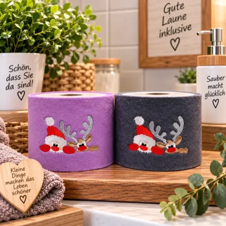 Klorollenhülle Weihnachten aus Filz bestickt