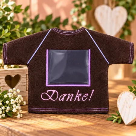 Flaschen-Shirt Danke aus Filz als liebevolle Geschenkidee