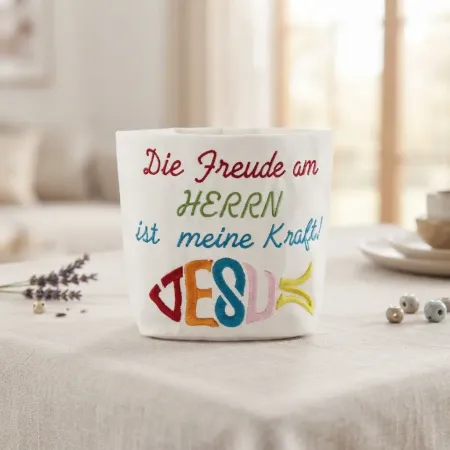 Stoffkorb Die Freude am Herrn ist meine Kraft bestickt