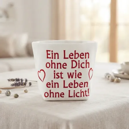 Bestickter Stoffkorb Ein Leben ohne Dich aus Baumwolle