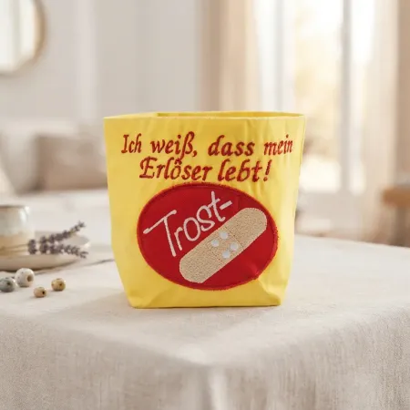 Bestickter Stoffkorb Trostpflaster aus Baumwolle