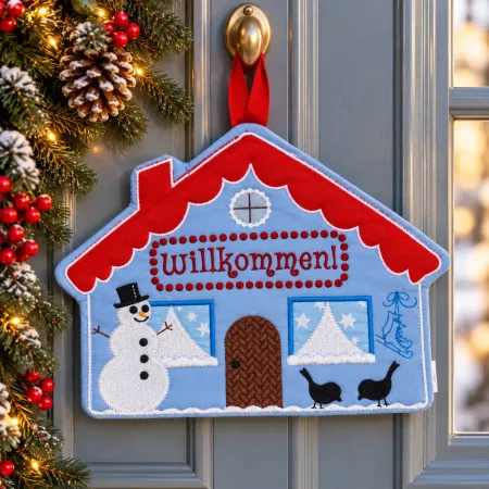 Haustürschild Weihnachten Willkommen in Hausform 24 x 17 cm